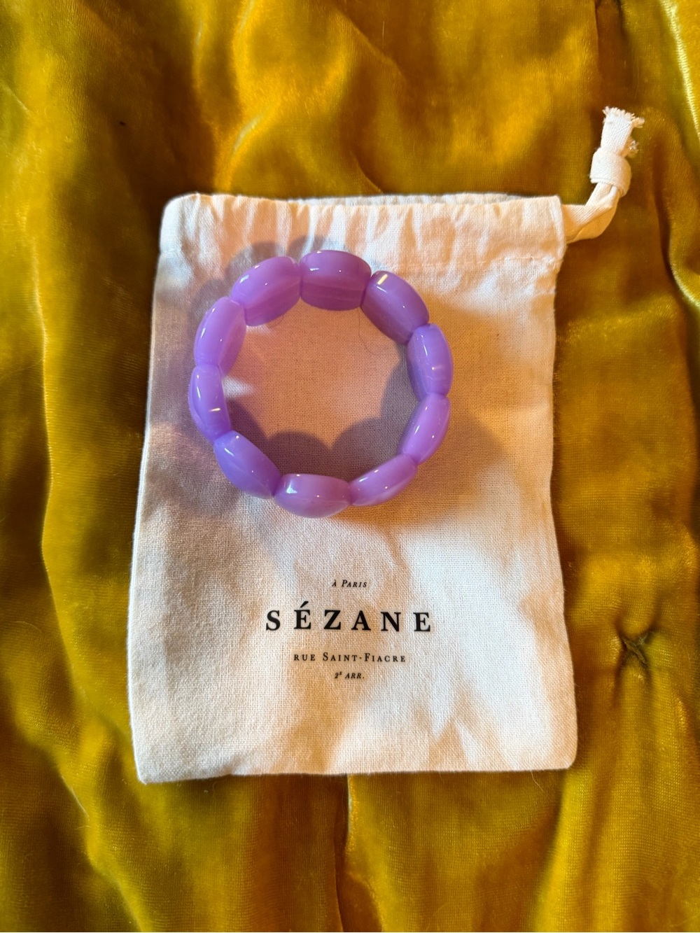Sézane Lilac Beaded Stretch Bracelet